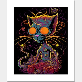 Psychedelic Cat 5.0 Posters and Art